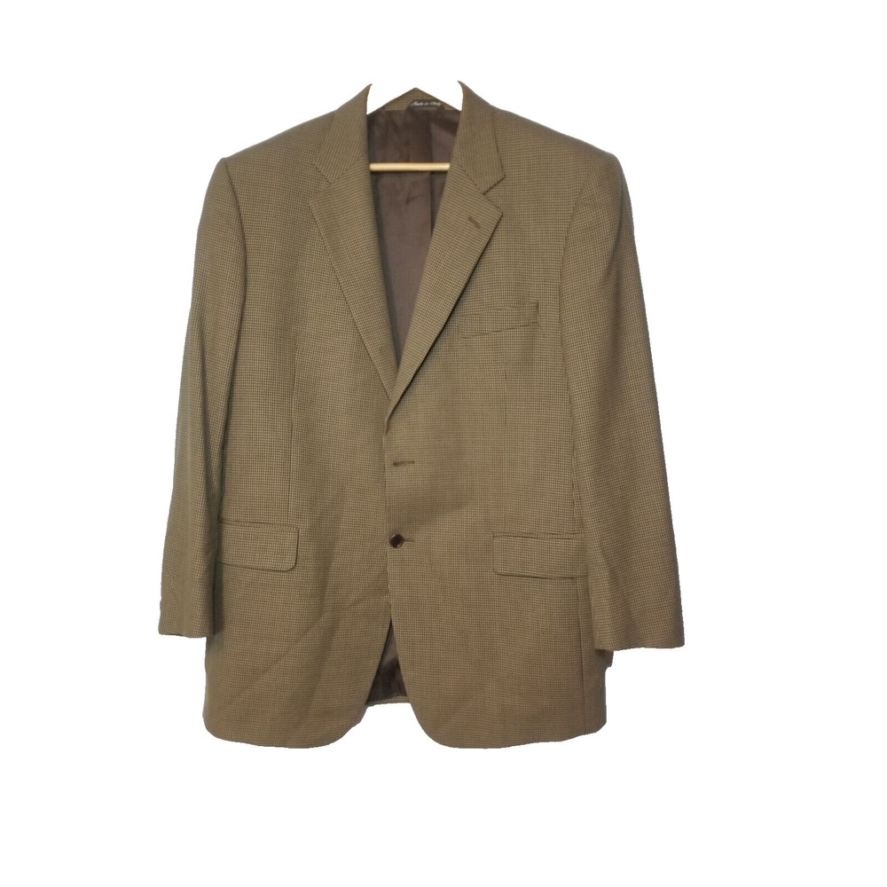 Zanieri Micro Check Black/Tan/Cream 100% Wool‎ Super 100's 2 Blazer Italy 44L